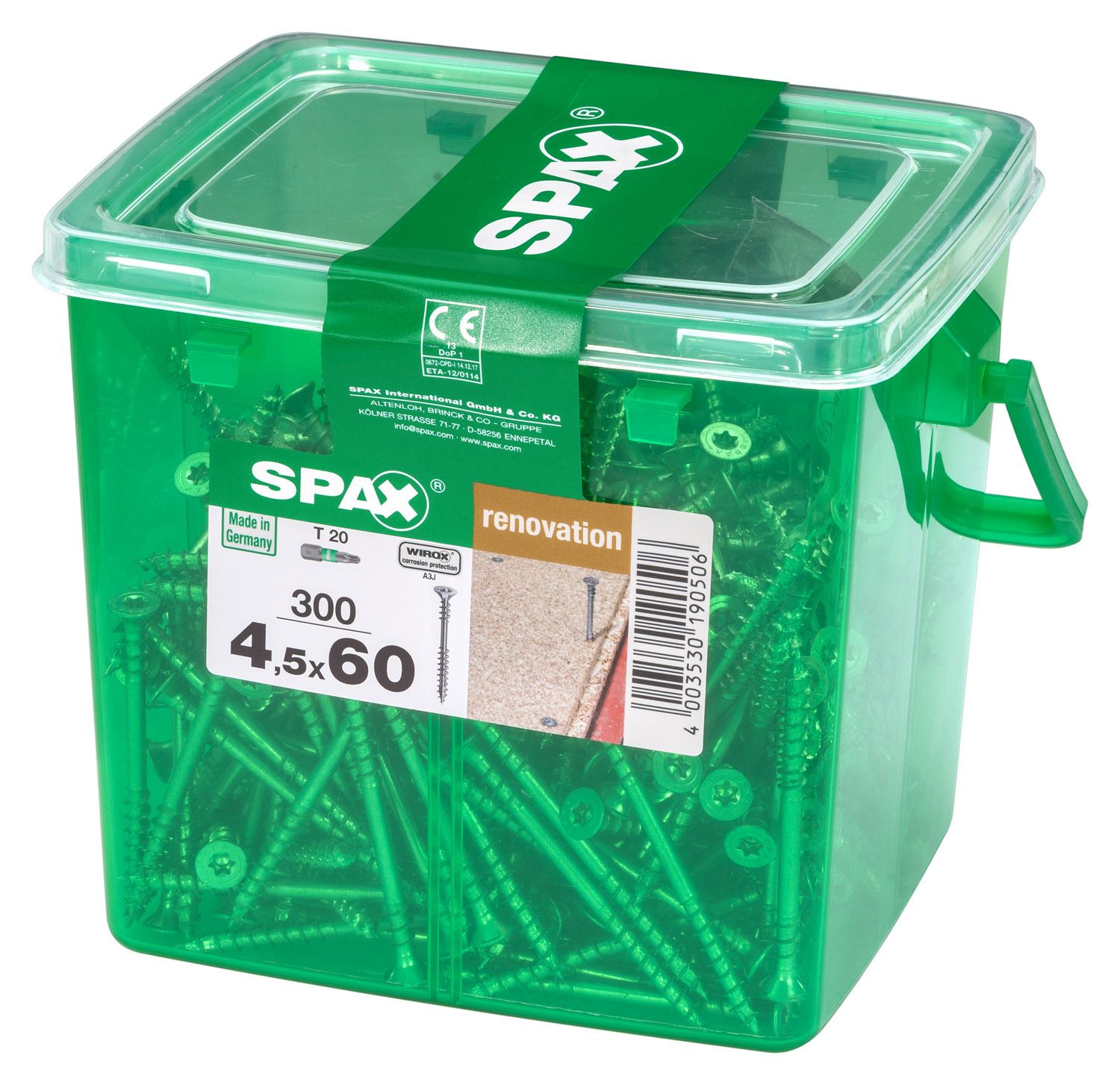 FIJACIÓN SPAX T-STAR PLUS T20 WIROX CAJA DE PLÁSTICO CON ASA M 300 UD.