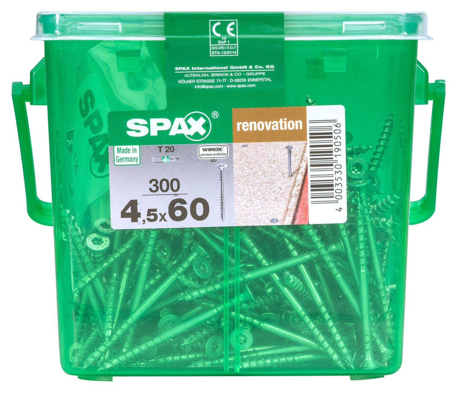 FIJACIÓN SPAX T-STAR PLUS T20 WIROX CAJA DE PLÁSTICO CON ASA M 300 UD.