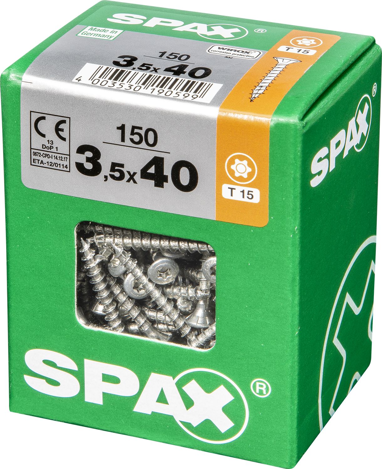 CABEZA GOTA DE SEBO SPAX T-STAR PLUS T15 WIROX L 150 UD.