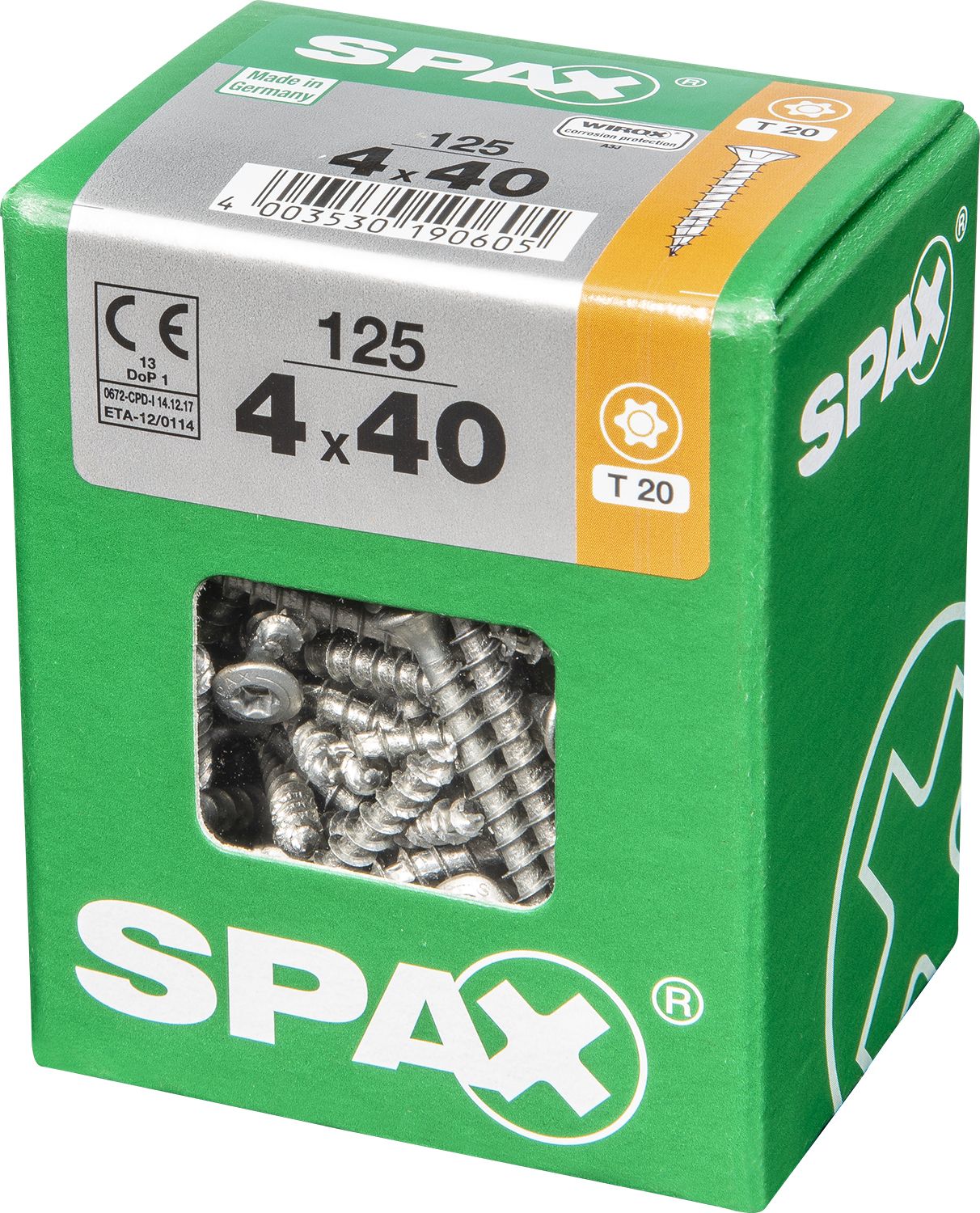 CABEZA GOTA DE SEBO SPAX T-STAR PLUS T20 WIROX L 125 UD.