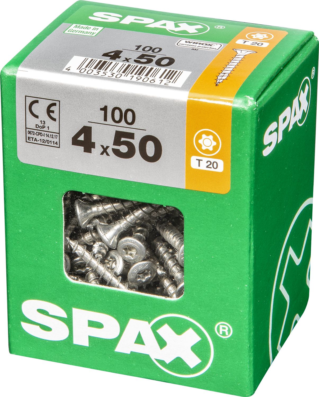 CABEZA GOTA DE SEBO SPAX T-STAR PLUS T20 WIROX L 100 UD.