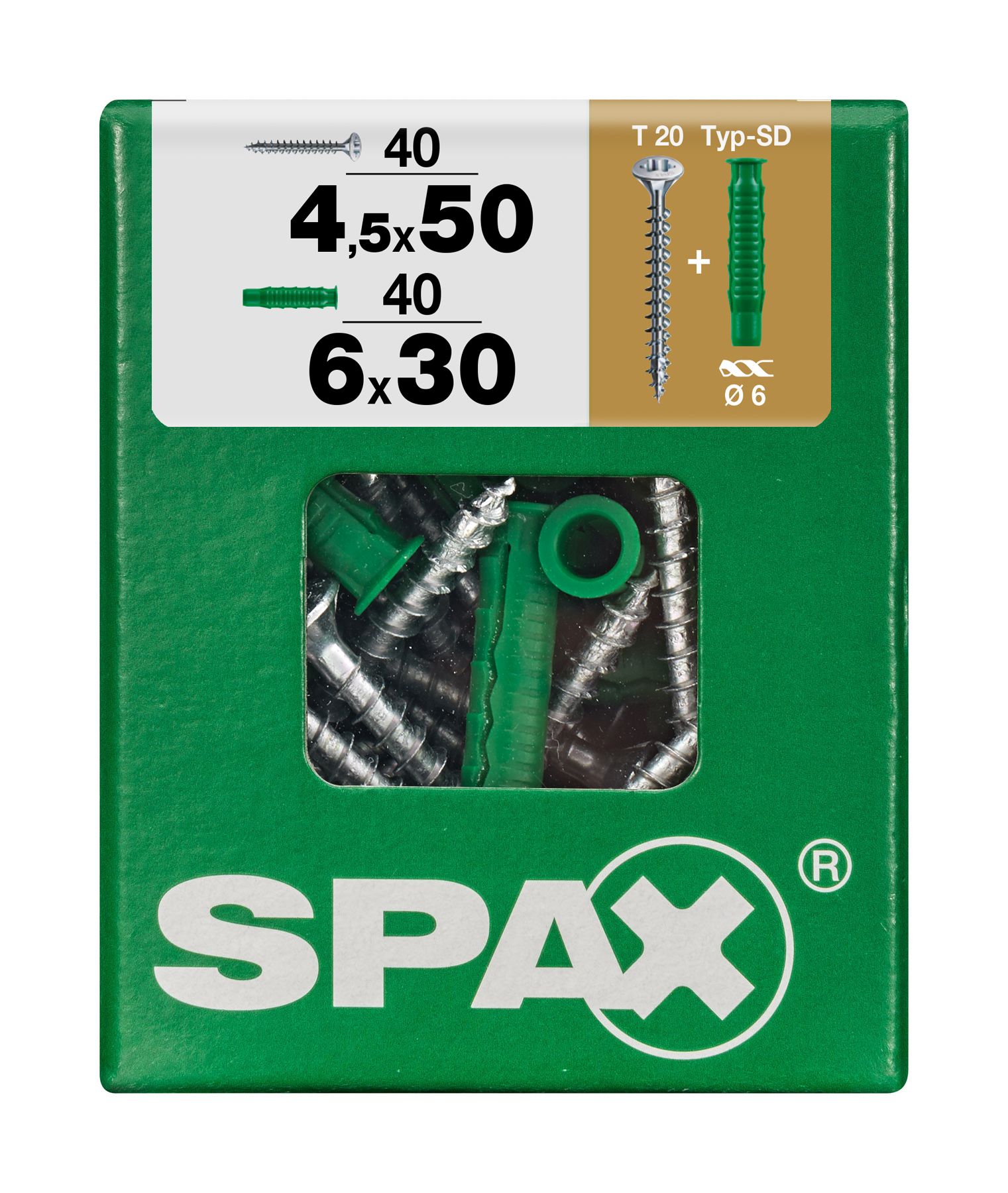 CABEZA GOTA DE SEBO SPAX T-STAR PLUS T20 WIROX L 40 +40 UD.