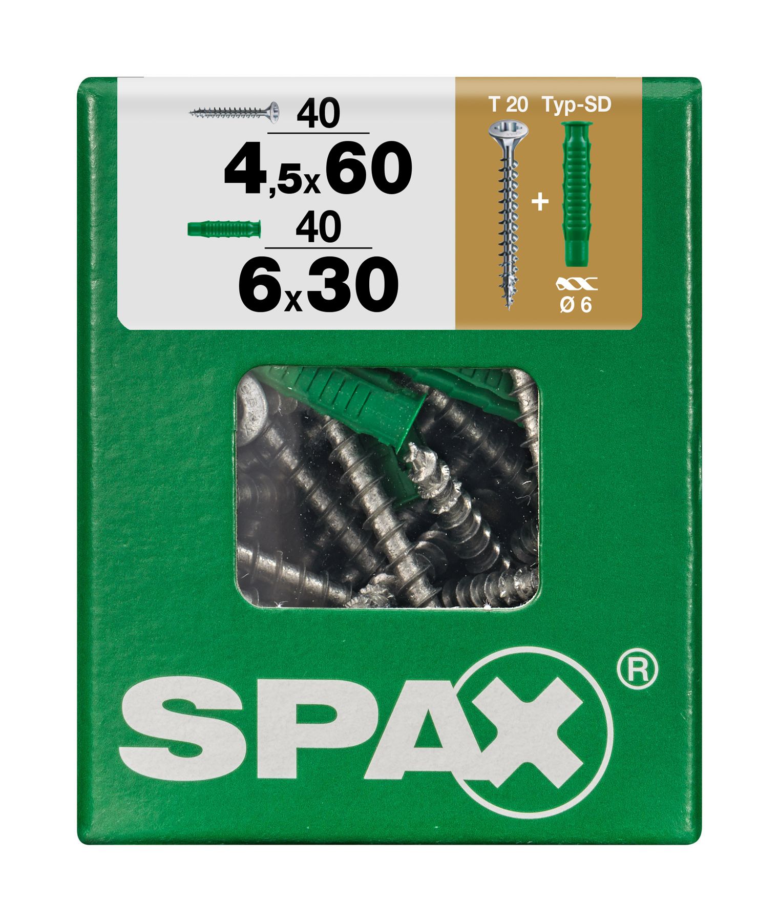 CABEZA GOTA DE SEBO SPAX T-STAR PLUS T20 WIROX L 40 +40 UD.