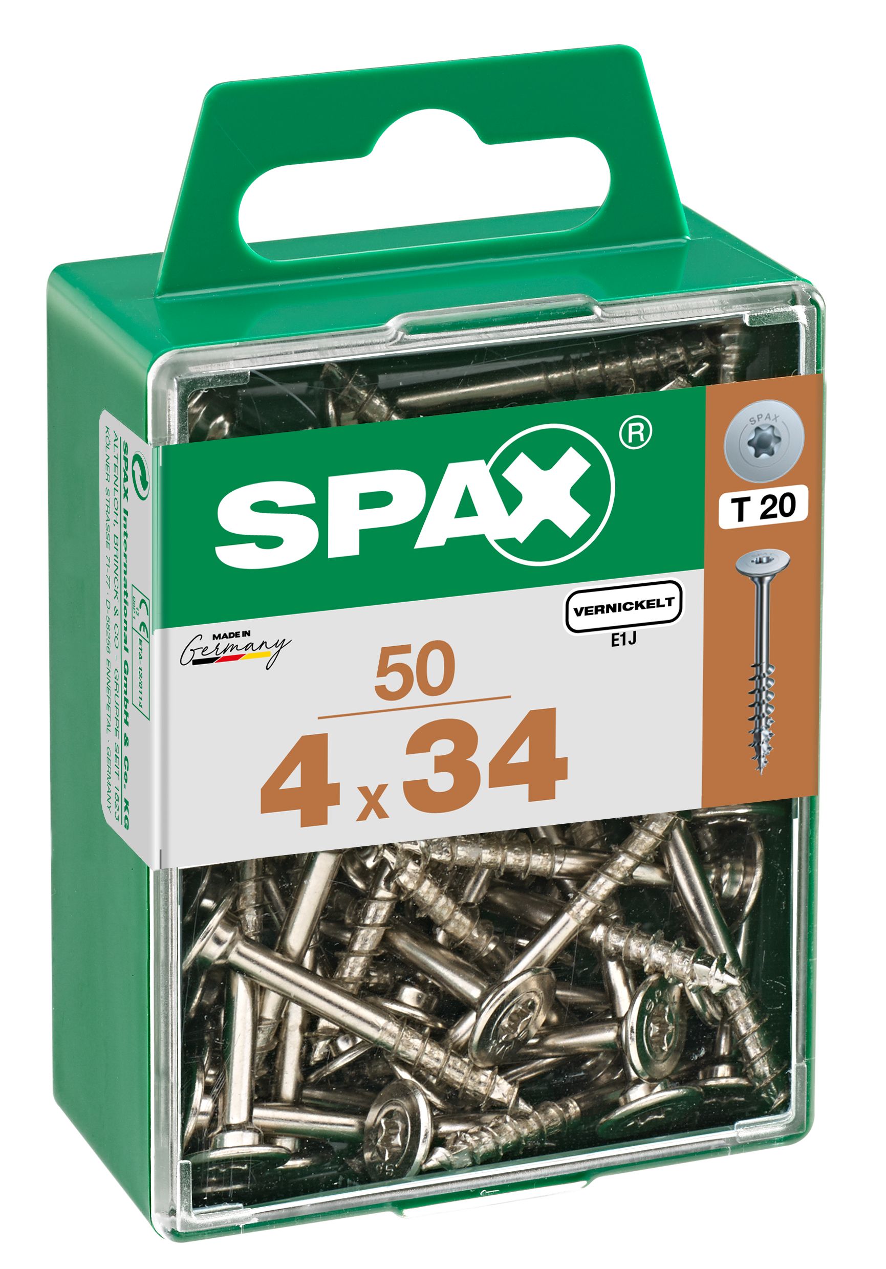 ELEMENTO DE UNIÓN DE CUERPO SPAX T-STAR PLUS T20 NIQUELADO M 50 UD.