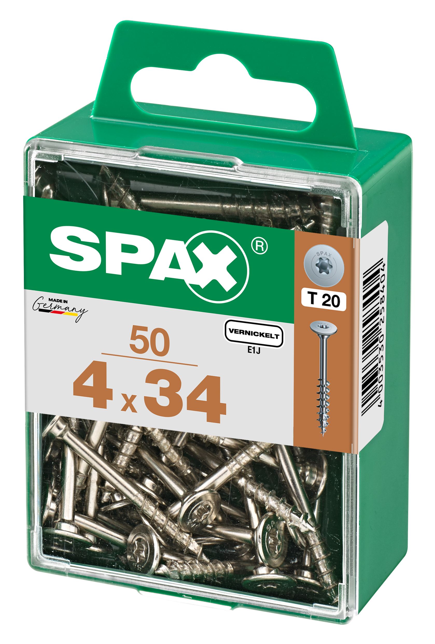 ELEMENTO DE UNIÓN DE CUERPO SPAX T-STAR PLUS T20 NIQUELADO M 50 UD.