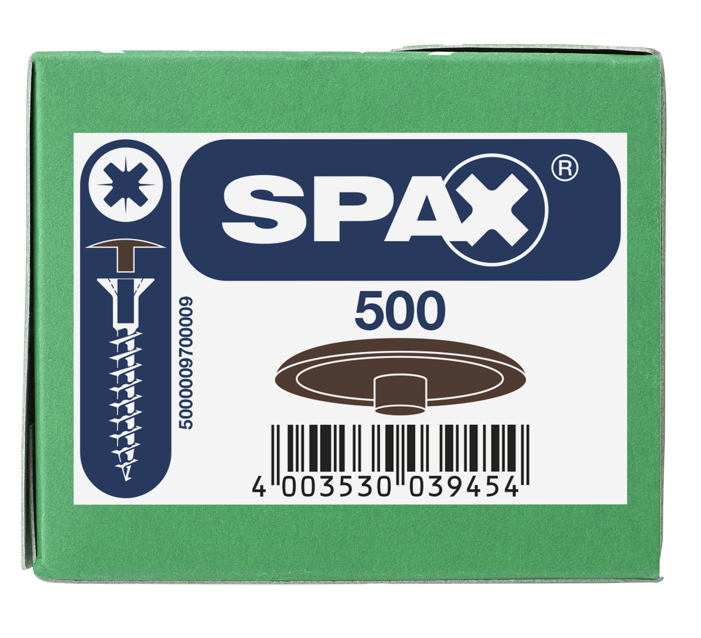 TAPONES DE PLÁSTICO CON TALADRO EN LA CABEZA SPAX-S MARRÓN OSCURO