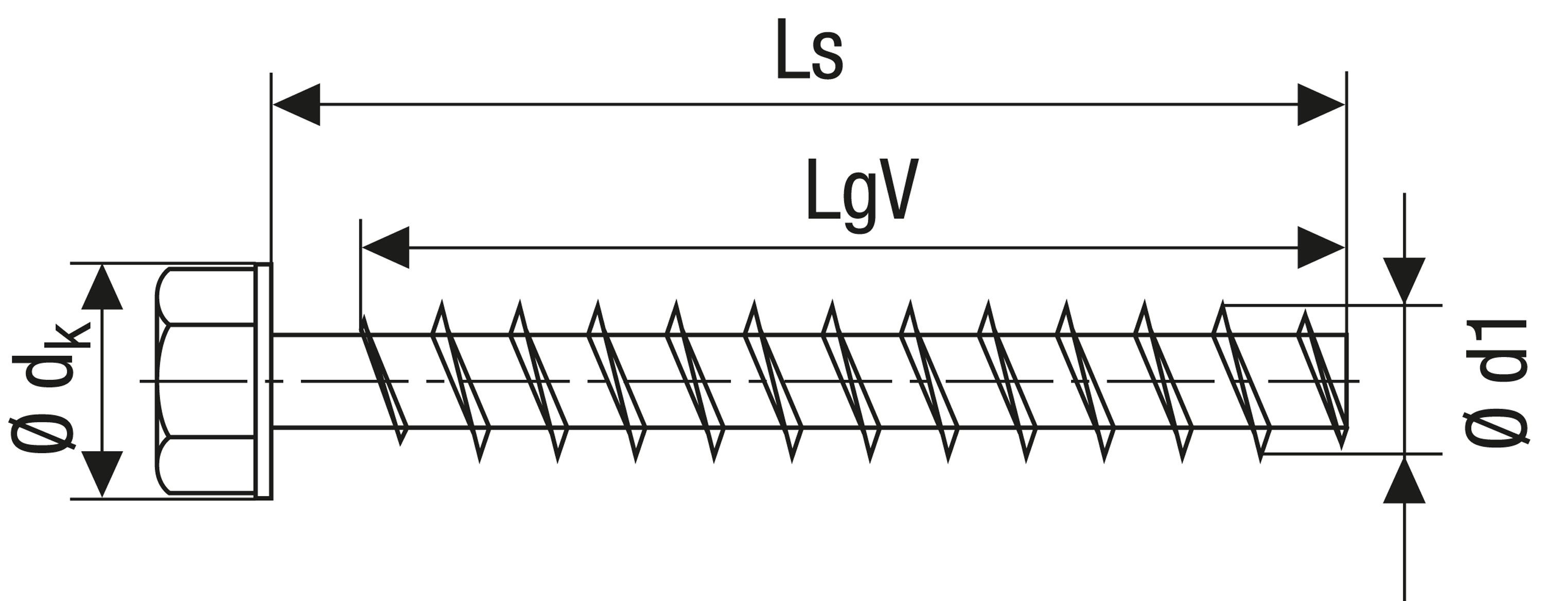 VÁSTAGO ROSCADO CABEZA DE BRIDA HEXAGONAL ANCHO DE LLAVE 22 SIN PUNTA GALVANIZADO 16 X 1400