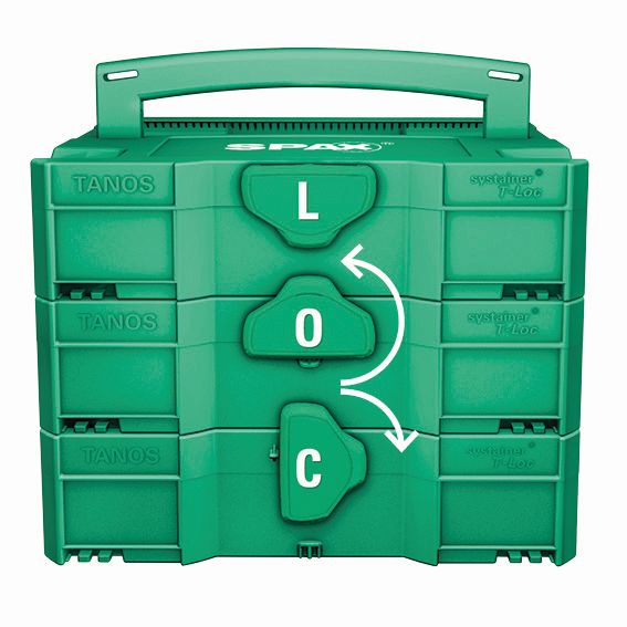 SPAX Box apilamiento modular T-Loc I CABEZA MÚLTIPLE PLANA T-STAR PLUS WIROX 1385 UD./5 bits