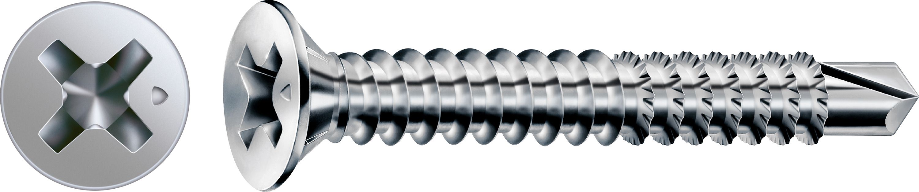 CABEZA PLANA FEX-A NERVIOS FRESADORES RANURA EN CRUZ H2 PUNTA DE BROCA WIROX 1000 UD.