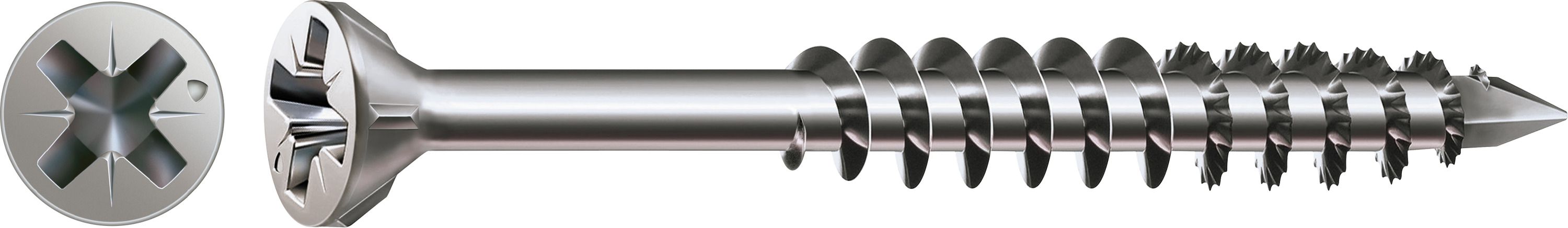 TORNILLO PARA LISTONES DE MADERA SPAX-S A2 CABEZA PLANA NERVIOS FRESADORES RANURA EN CRUZ Z2 ROSCA PARCIAL CUT 200 UD.