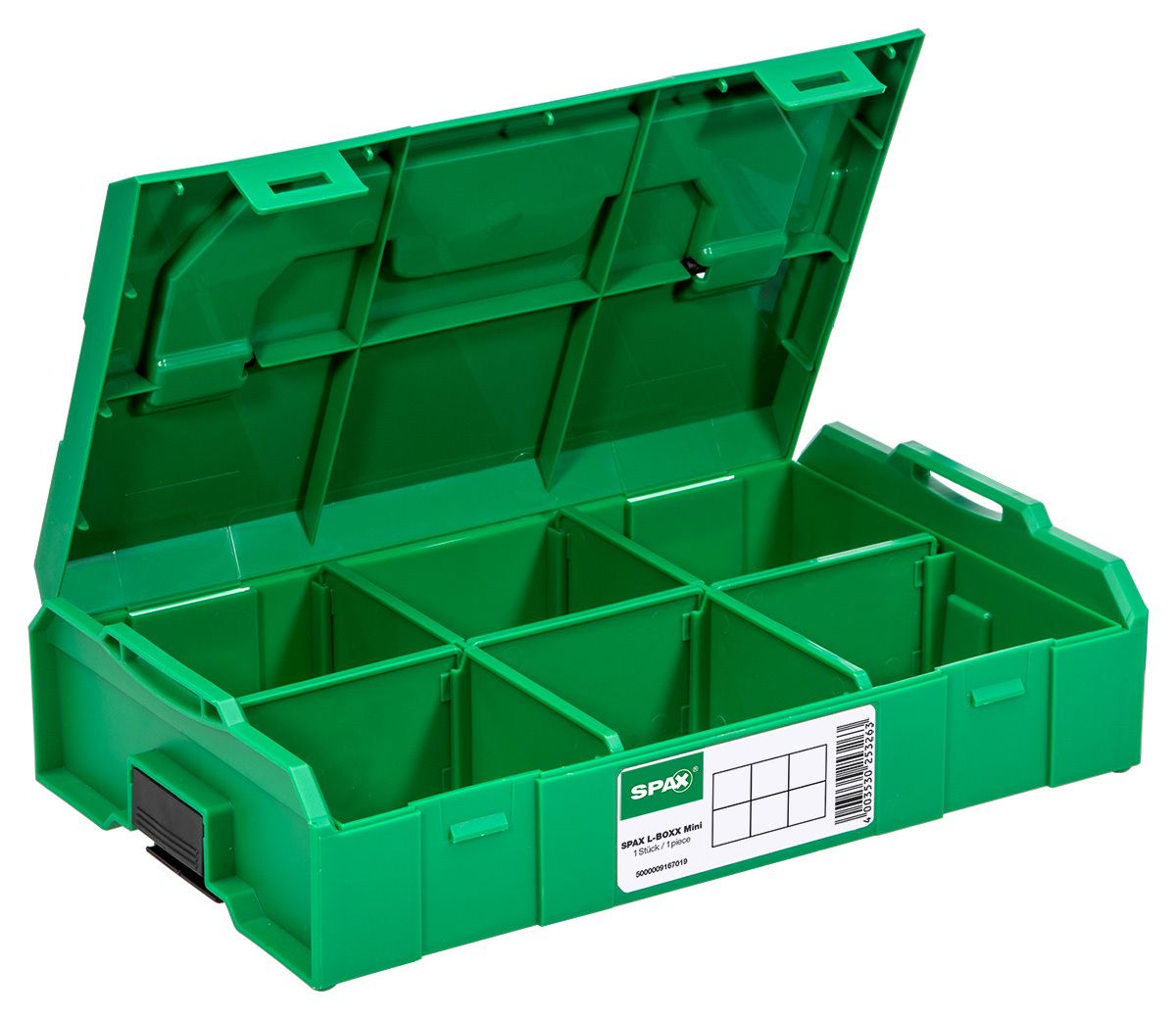 SPAX L-BOXX MALETÍN plástico MINI, vacía con puntas (Esta caja solo puede llenarse como caja vacía con productos SPAX)