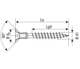CABEZA PLANA SPAX-S NERVIOS FRESADORES TALADRO EN LA CABEZA 2,5 MM RANURA EN CRUZ Z2 ROSCA COMPLETA WIROX 500 UD.