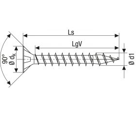 CABEZA PLANA SPAX-S NERVIOS DE FRENADO RANURA EN CRUZ Z1 ROSCA COMPLETA YELLOX 1000 UD.