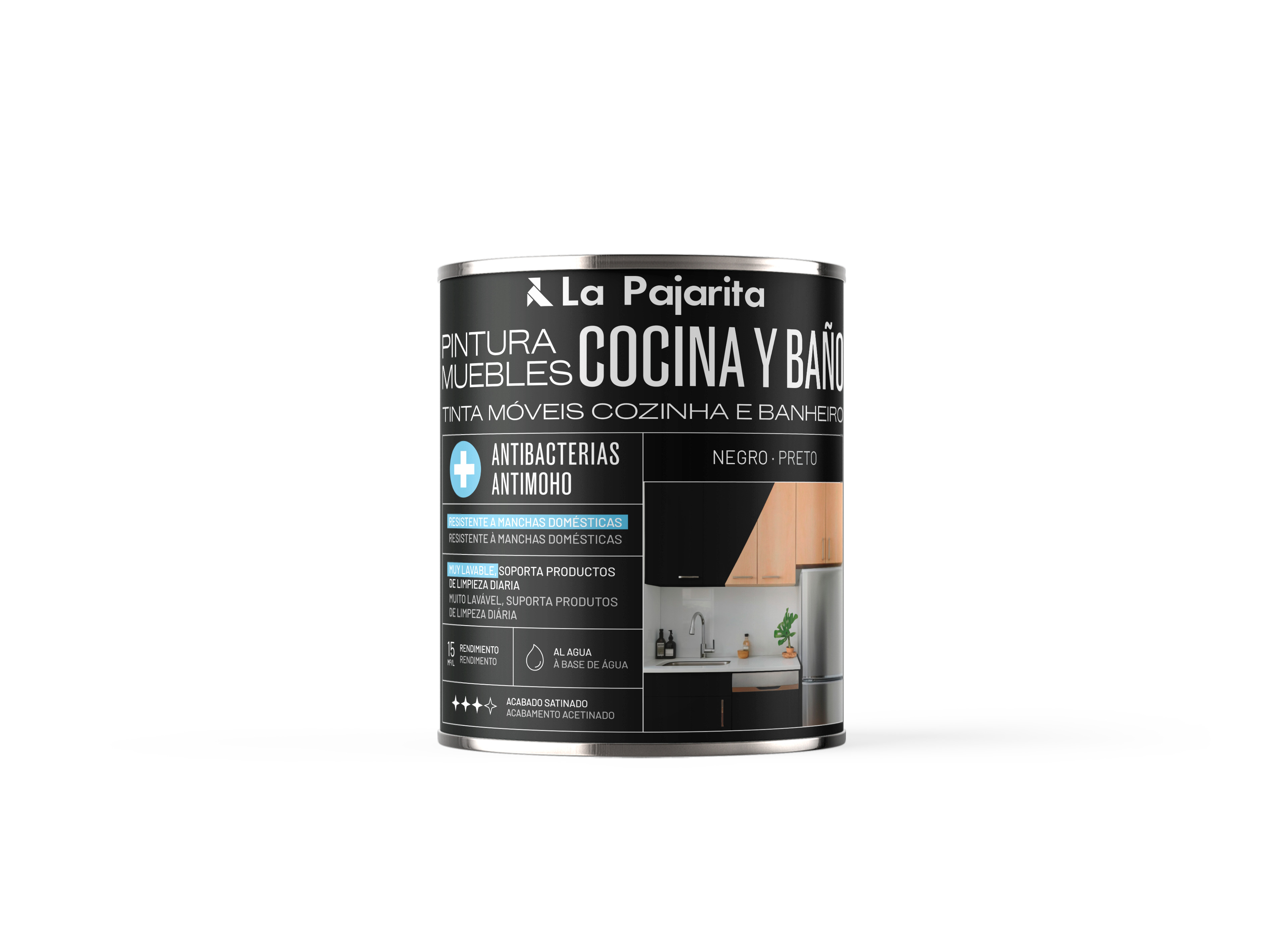 PINTURA MUEBLES COCINA Y BAÑO NEGRO 750ML