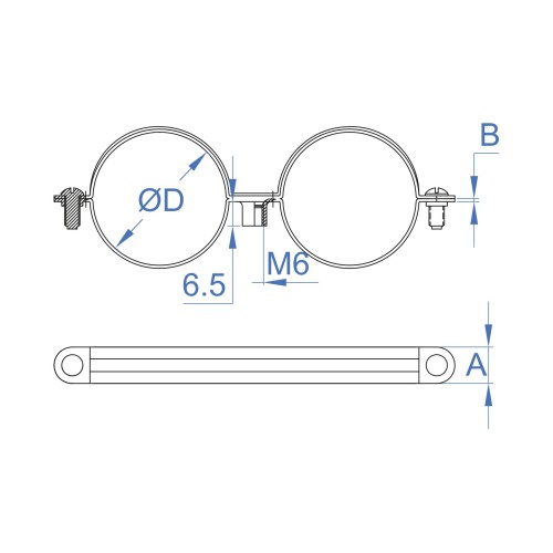 AB-D6 Z [CP] Abrazadera doble M6. Zincada