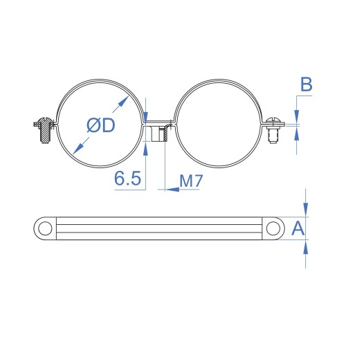 AB-D7 Z [CP] Abrazadera doble M7. Zincada. Zincada