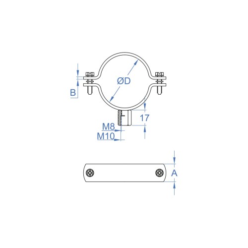 AB-RE A2 [CP] Abrazadera reforzada M8 + M10. Inoxidable A2