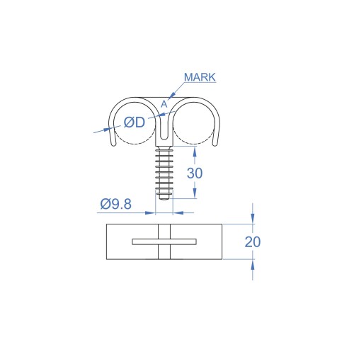 AB-TD [CP] Taco para fijación de tubo INDEXring. Doble