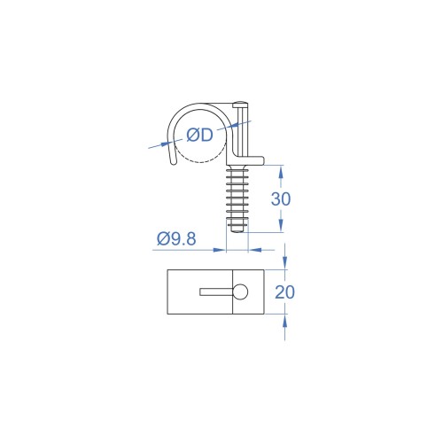 AB-TS [CP] Taco para fijación de tubo INDEXring. Simple