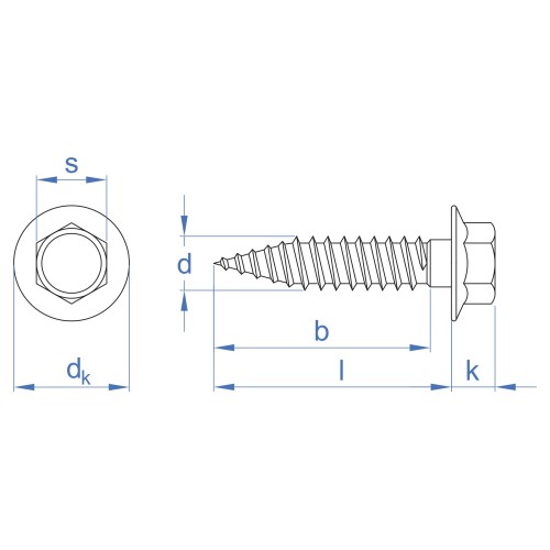 AUE [CP] Tornillo rosca chapa con cabeza hexagonal. Tornillo