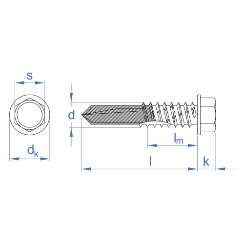 AUTO BIMETAL [CP] Tornillo viga autotaladrante inoxidable bimetal con cabeza hexagonal. Tornillo