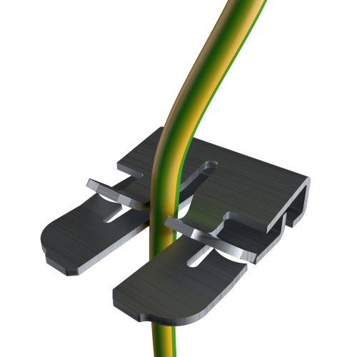 CL-TT [CP] Conectores + Complementos para montaje de estructuras solares. Clip para cable de toma tierra sin tornillos