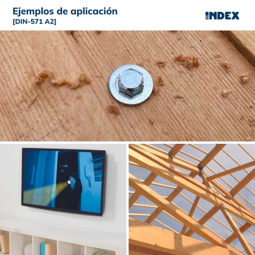 DIN-571 A2 [CP] Tornillo con rosca para madera y aglomerado. Cabeza hexagonal. Inoxidable A2