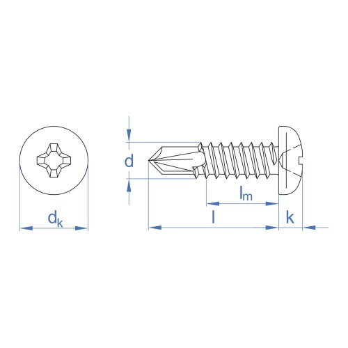 DIN-7504-N HP Z [CP] Tornillo autotaladrante de cabeza alomada. Zincado. Huella PH