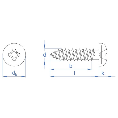 DIN-7981 HP N [CP] Tornillo rosca chapa con cabeza alomada. Zincado negro. Huella PH