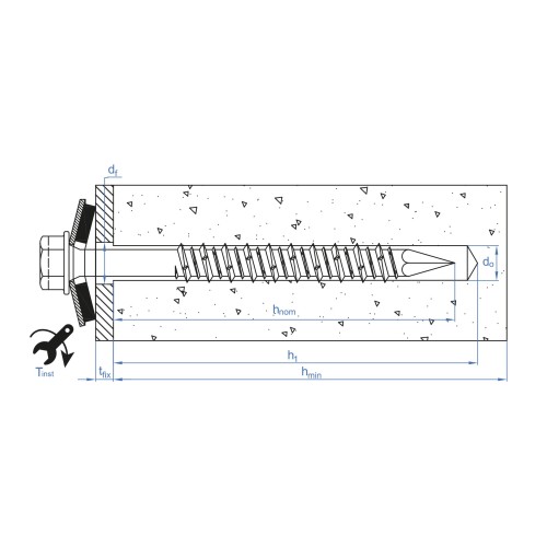 HEA + ARVUL [CP] Tornillo para fijación directa. Montado con arandela vulcanizada de acero-EPDM