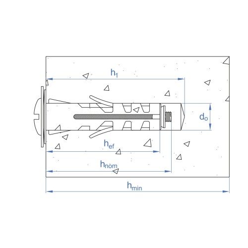 IPA-TO [CP] Taco de nylon para ladrillos huecos y materiales macizos. Tornillo