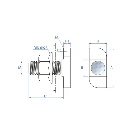 KFS-FI [CP] Conectores + Complementos para montaje de estructuras solares. Conector cruzado para fijación inferior. Inoxidable A2