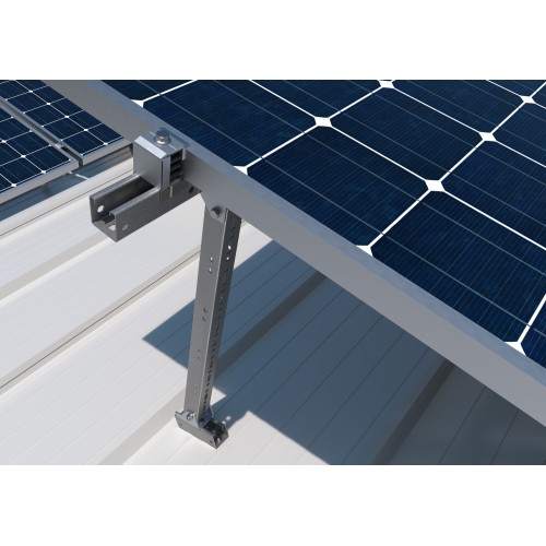 NU-XS [CP] Triángulos para instalación de placas solares. Nudo articulado INDEXTRUT. Acero con recubrimiento Atlantis C4-M. Válido para guías PSE-C y PSE-A