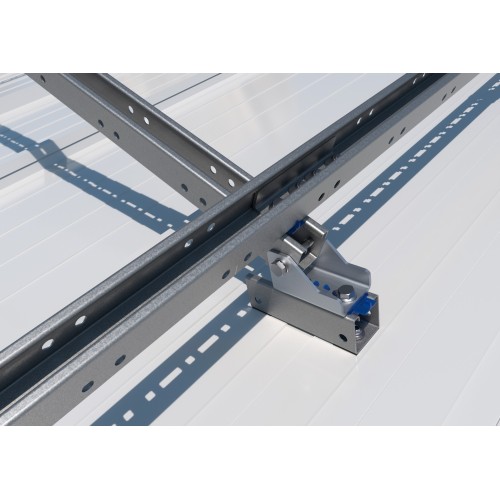 NU-XS [CP] Triángulos para instalación de placas solares. Nudo articulado INDEXTRUT. Acero con recubrimiento Atlantis C4-M. Válido para guías PSE-C y PSE-A