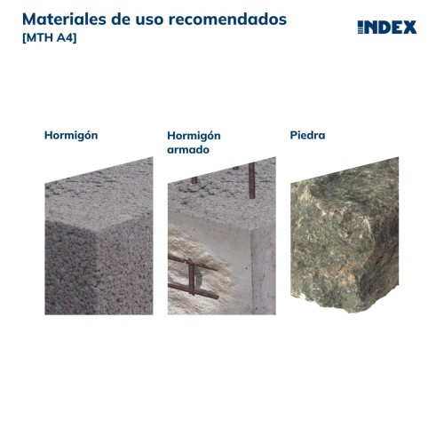 MTH-A4 [CP] Anclaje macho para cargas altas en hormigón no fisurado. Homologado ETE Opt.7. Eje inoxidable A4. Clip inoxidable A4