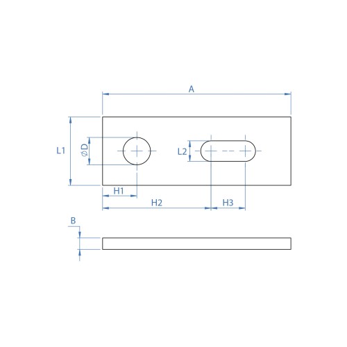 PMO-D [CP] Accesorios regulables para la instalación de placas solares. Placa para tornillo doble rosca con tornillo DIN-603 A2 y tuerca DIN-6923 A2