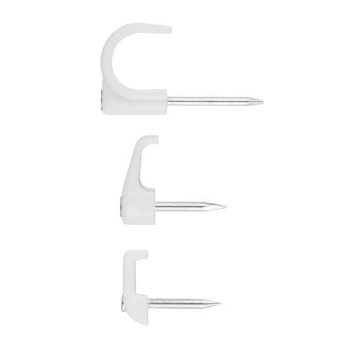 [CP GR-NY BL] Fijaciones para cables. Grapilla de nylon con clavo de acero zincado. Blanca