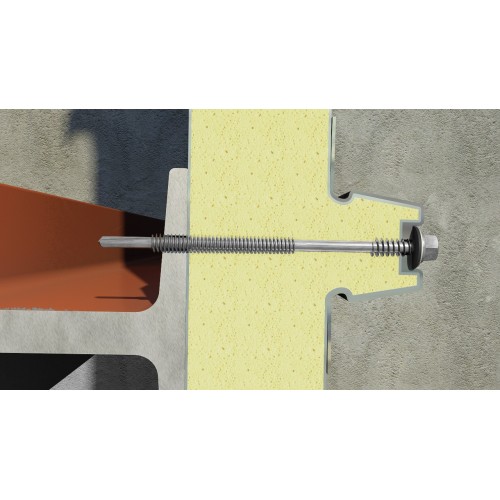 PS 5 [CP] Tornillo autotaladrante de cabeza hexagonal para panel sándwich. Punta broca extra larga #5. Zincado