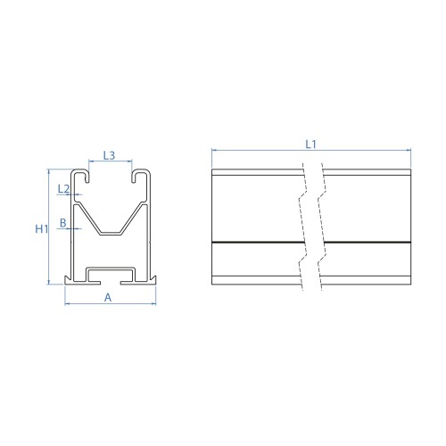 PSE-A [CP] Perfiles, uniones, guías y empalmes para estructura de apoyo. Perfil de aluminio para fijación ensamblada