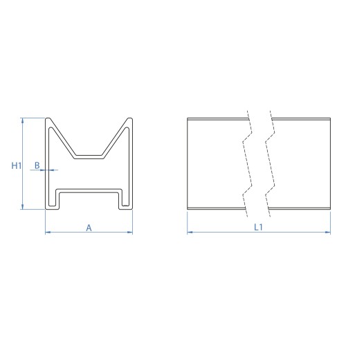 PSE-UNT [CP] Perfiles, uniones, guías y empalmes para estructura de apoyo. Unión de aluminio para perfil PSE-A con tornillo DIN-7504-K A2