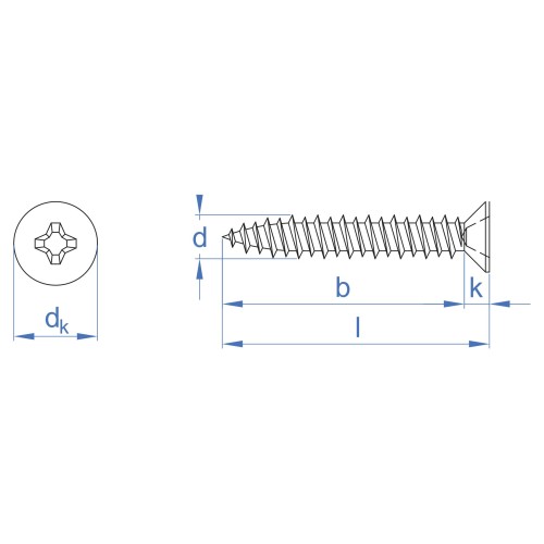 PVC-10 Z [CP] Tornillos para carpintería de PVC. Zincado. Diámetro de cabeza 7,5 mm