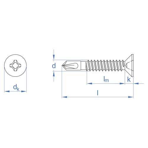 PVC-40 B [CP] Tornillos para carpintería de PVC. Bicromatado. Punta broca piloto