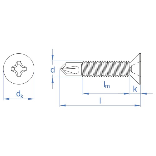PVC-50 Z [CP] Tornillos para carpintería de PVC. Zincado. Rosca métrica, punta broca