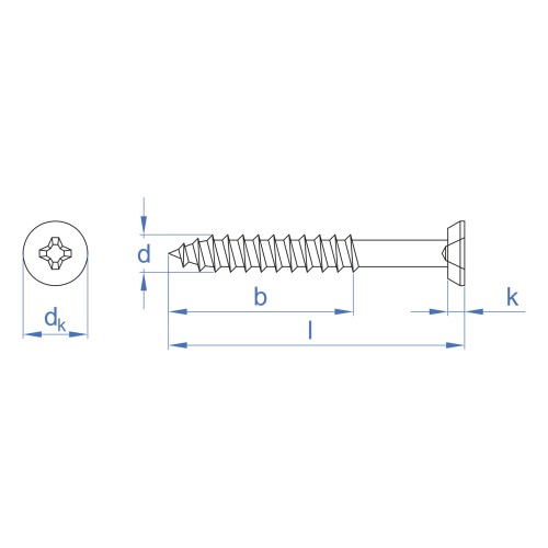 PVC-70 [CP] Tornillos para carpintería de PVC. Bicromatado. Cabeza especial para tapón