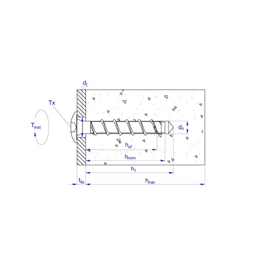 SFT [CP] Anclaje de fijación directa en hormigón con recubrimiento zincado. Versión corta. Cabeza Truss