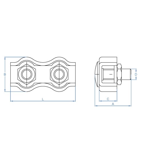 SJ-PD A4 [CP] Sujetacable plano. Doble. Inoxidable A4