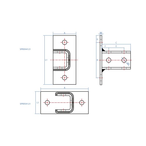 SP-RX [CP] Soportes para cargas pesadas Indextrut. Soporte base rectangular 