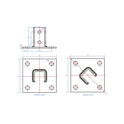 SP-UX [CP] Soportes para cargas pesadas Indextrut. Soporte base cuadrada 