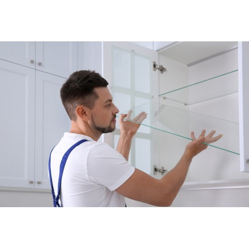 SV-NB [CP] Puntas clavado. Soporte vitrina blanco