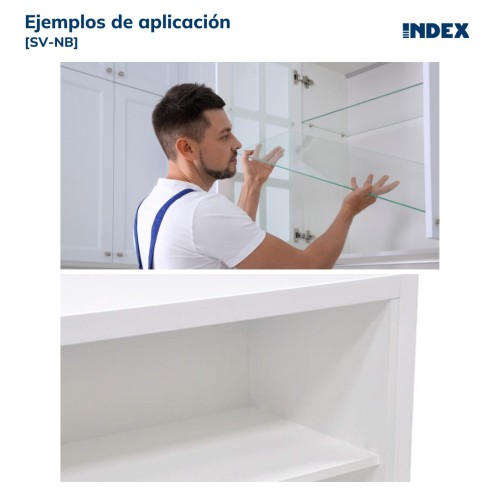 SV-NB [CP] Puntas clavado. Soporte vitrina blanco